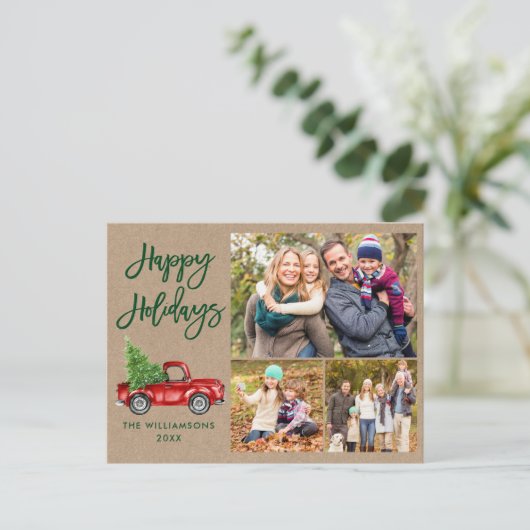 Moderne, penseeljager 3 Foto Kraft Holiday Briefkaart (Staand voorkant)