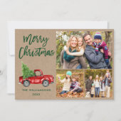 Moderne, penseeljager 3 kerstfoto's feestdagenkaart (Voorkant)