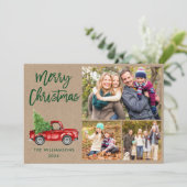 Moderne, penseeljager 3 kerstfoto's feestdagenkaart (Staand voorkant)