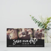 Moderne penseelkalligrafie 3 MultiPhoto Save The Date (Staand voorkant)