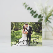 Moderne penseelletter Forever Thankful Foto Bruilo Briefkaart (Staand voorkant)