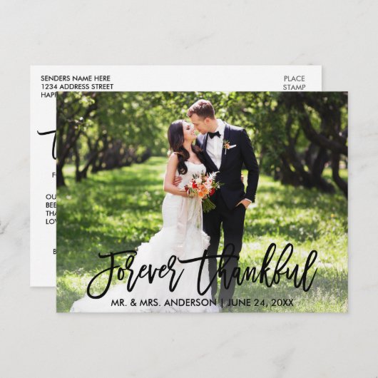 Moderne penseelletter Forever Thankful Foto Bruilo Briefkaart (Voorkant / Achterkant)