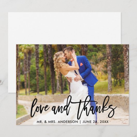 Moderne penseelliefhebber en Bedankt bruiloft foto (Voorkant / Achterkant)
