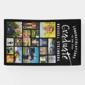 Moderne penseellijn Afstuderen foto-inkuiling zwar Spandoek (Horizontaal)