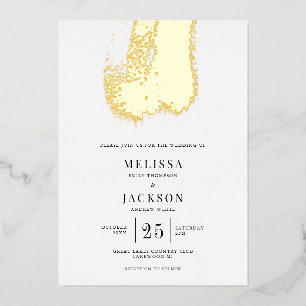 Moderne penseellijn Elegant Wedding Folie Uitnodiging
