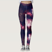 Moderne penseellijnblauwe en paarse Leggings (Voorkant)
