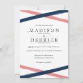 Moderne penseellijnen bruiloft | Zeekoraal Kaart (Voorkant)