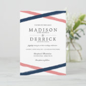 Moderne penseellijnen bruiloft | Zeekoraal Kaart (Staand voorkant)