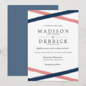 Moderne penseellijnen bruiloft | Zeekoraal Kaart (Voorkant / Achterkant)