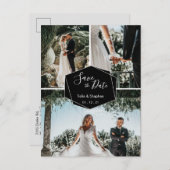 Moderne Penseelmantel 3 Foto opslaan Datum Aankondigingskaart (Voorkant / Achterkant)