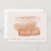 Moderne penseelminimalist sparen de datum aankondigingskaart (Voorkant / Achterkant)