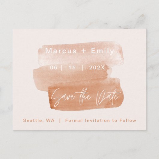 Moderne penseelminimalist sparen de datum aankondigingskaart (Voorkant)