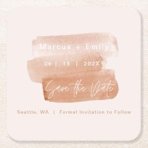 Moderne penseelminimalist sparen de datum kartonnen onderzetters