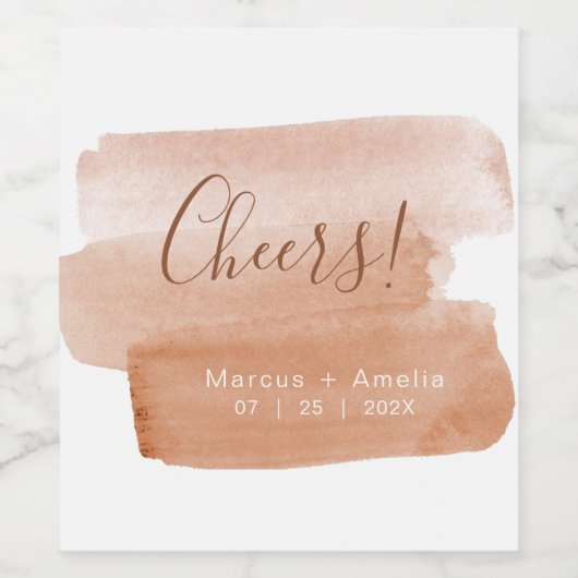 Moderne penseelminimalistische bruiloft wijn etiket (Enkel label)