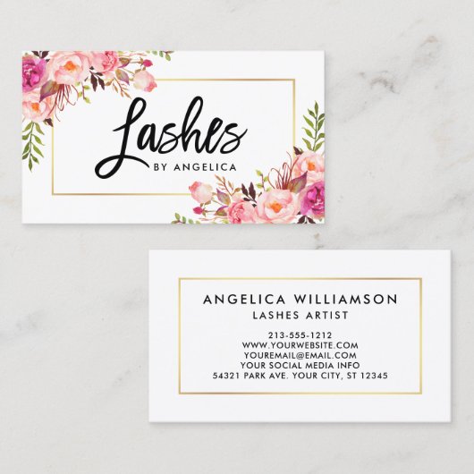 Moderne penseelroze as visitekaartje (Voorkant / Achterkant)