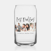 Moderne penseelscript 3 Foto beste vader ooit Blikvorm Glas (Voorkant)