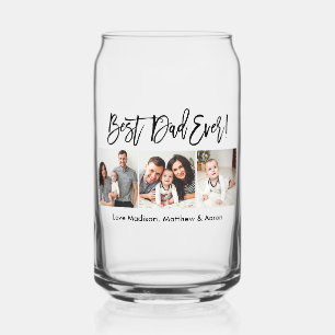 Moderne penseelscript 3 Foto beste vader ooit Blikvorm Glas