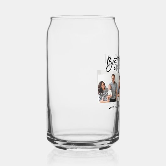 Moderne penseelscript 3 Foto beste vader ooit Blikvorm Glas (Rechts)