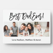 Moderne penseelscript 3 Foto beste vader ooit Fotoplaat (voorkant)