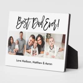 Moderne penseelscript 3 Foto beste vader ooit Fotoplaat