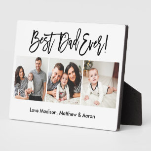 Moderne penseelscript 3 Foto beste vader ooit Fotoplaat