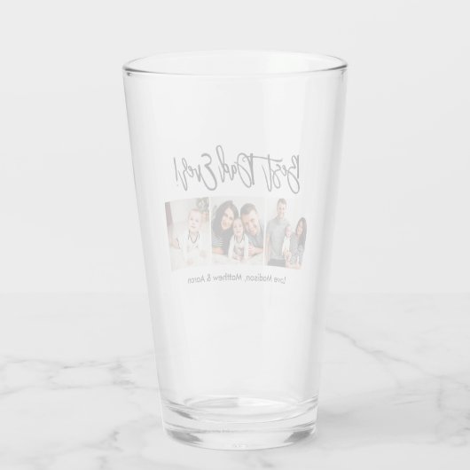 Moderne penseelscript 3 Foto beste vader ooit Glas (Achterkant)