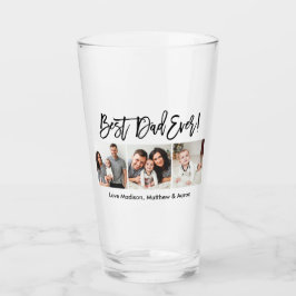 Moderne penseelscript 3 Foto beste vader ooit Glas