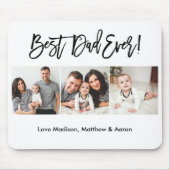 Moderne penseelscript 3 Foto beste vader ooit Muismat (Voorkant)