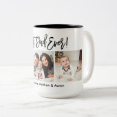 Moderne penseelscript 3 Foto beste vader ooit Tweekleurige Koffiemok (Voorkant rechts)