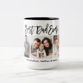 Moderne penseelscript 3 Foto beste vader ooit Tweekleurige Koffiemok (Center)