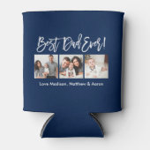 Moderne penseelscript 3 Foto's Beste pap ooit blau Blikjeskoeler (Voorkant)