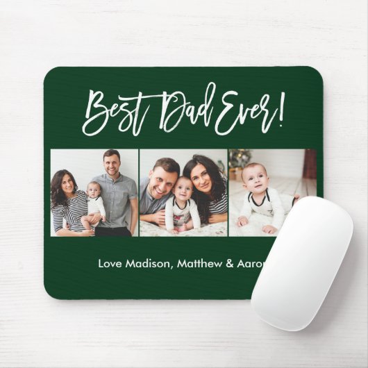 Moderne penseelscript 3 Foto's Beste pap ooit groe Muismat (Met muis)