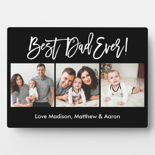 Moderne penseelscript 3 Foto's Beste vader ooit Fotoplaat (voorkant)