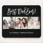 Moderne penseelscript 3 Foto's Beste vader ooit Muismat (Voorkant)