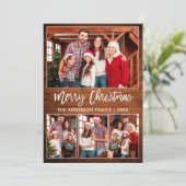 Moderne penseelscript 4 Foto's Wood Kerst Feestdagenkaart (Staand voorkant)