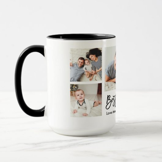 Moderne penseelscript 5 Foto beste vader ooit Mok (Links)