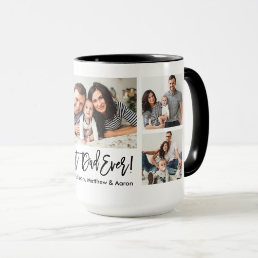 Moderne penseelscript 5 Foto beste vader ooit Mok (Voorkant rechts)
