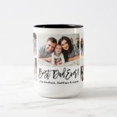 Moderne penseelscript 5 Foto beste vader ooit Tweekleurige Koffiemok (Center)