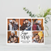 Moderne penseelscript 5 Foto Save The Date (Staand voorkant)