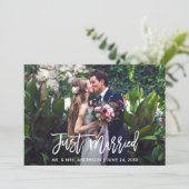 Moderne penseelscript alleen gehuwde weduwfoto aankondiging (Staand voorkant)