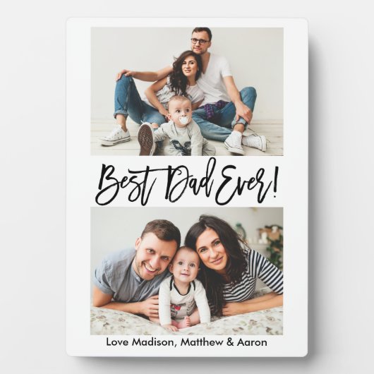 Moderne penseelscript Beste pap ooit 2 Foto Fotoplaat (voorkant)