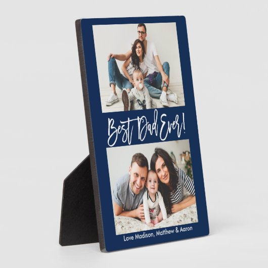 Moderne penseelscript Beste pap ooit 2 Fotoblauw Fotoplaat (Zijkant)