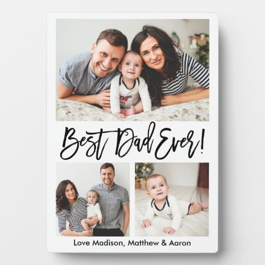 Moderne penseelscript Beste pap ooit 3 Foto Fotoplaat (voorkant)