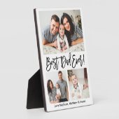 Moderne penseelscript Beste pap ooit 3 Foto Fotoplaat (Zijkant)