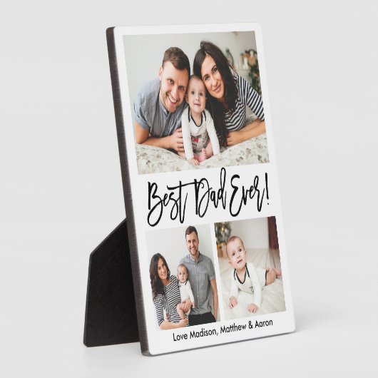 Moderne penseelscript Beste pap ooit 3 Foto Fotoplaat (Zijkant)