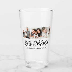 Moderne penseelscript Beste pap ooit 3 Foto  Glas