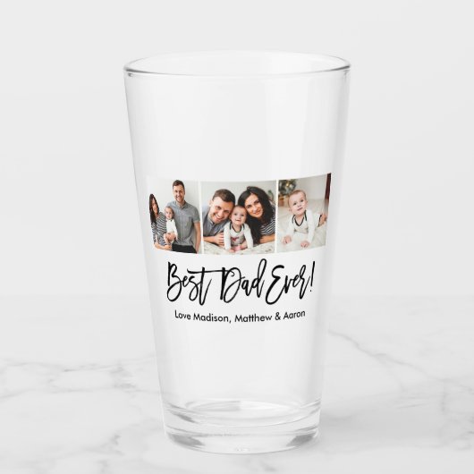 Moderne penseelscript Beste pap ooit 3 Foto  Glas (Voorkant)