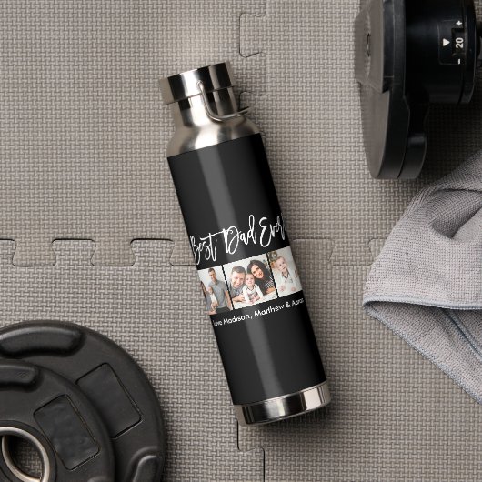 Moderne penseelscript Beste pap ooit 3 Foto Waterfles (Gym)