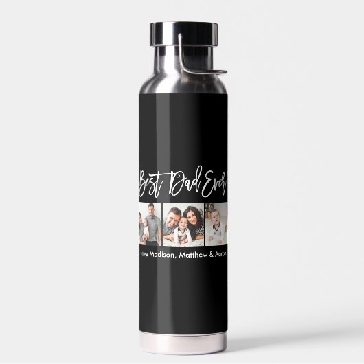 Moderne penseelscript Beste pap ooit 3 Foto Waterfles (Links)