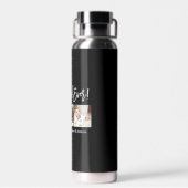 Moderne penseelscript Beste pap ooit 3 Foto Waterfles (Achterkant)